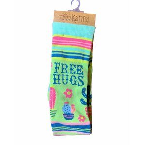 Women's Knee-High Socks Free Hugs Cactus Design One Size Fits all NWT